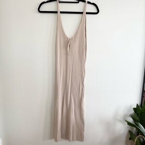 Love Stitch Beige Ribbed Knit Dress